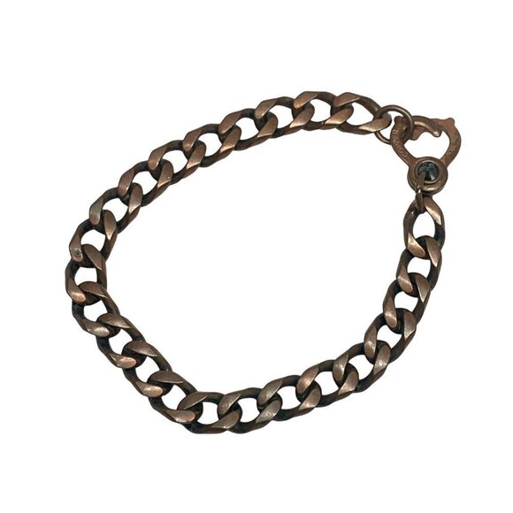 Vintage Solid Copper Marked Curb Link Chain Bracelet 7.5"L - Picture 2 of 4